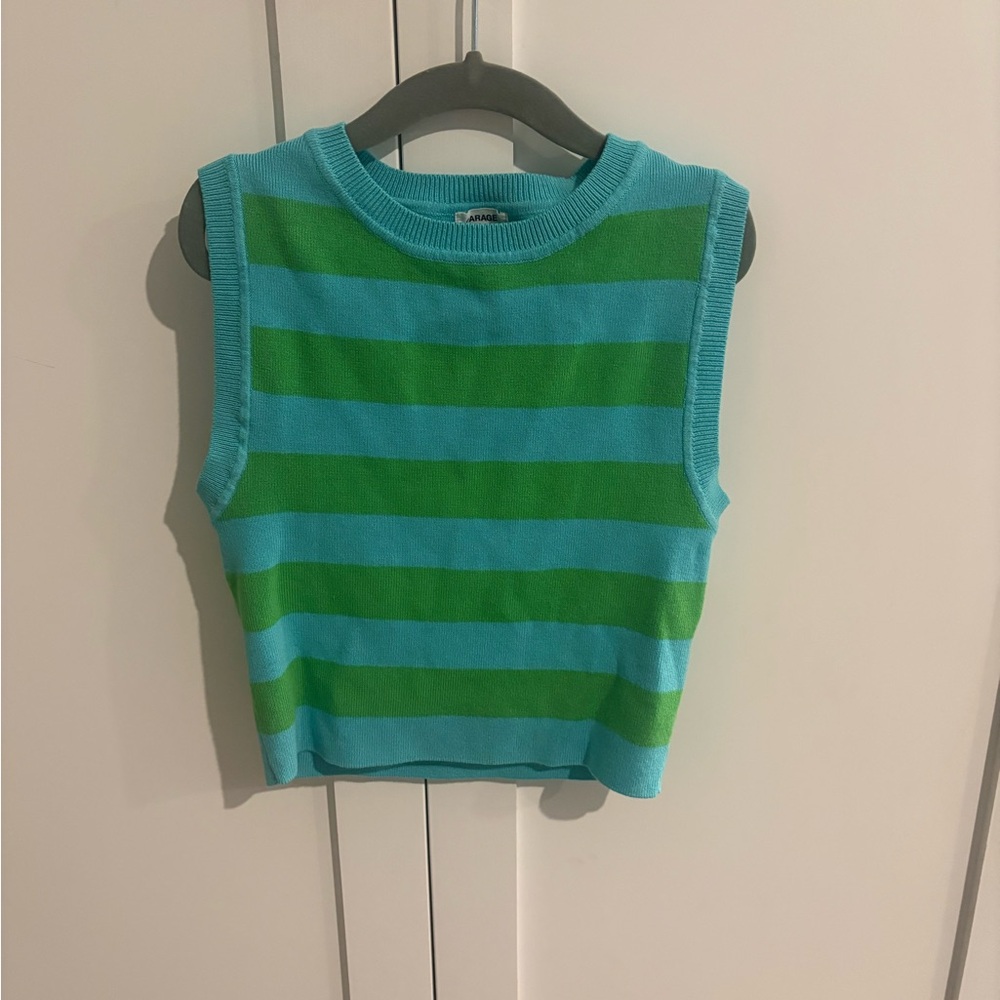 Garage Aqua and Lime Knit Top